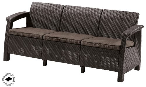 Keter Corfu love seat max háromszemélyes polyrattan kerti kanapé - barna 