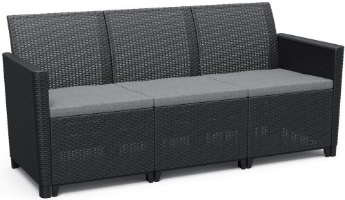 Keter Claire sofa 3 - háromszemélyes műrattan kerti kanapé, grafit