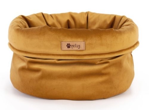 Petsy Royal basket kutya, macska bársonyos poliészter fekhely - arany - Ø 40 cm